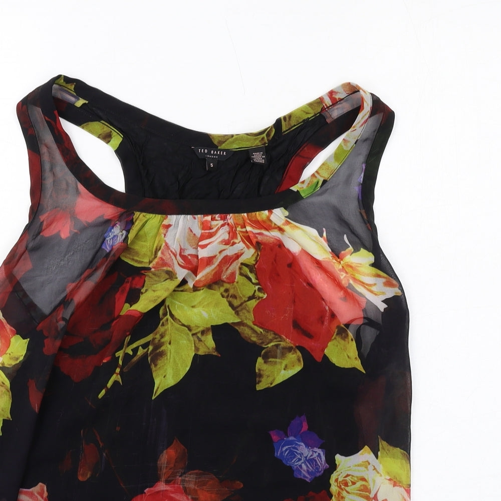Ted Baker Womens Multicoloured Floral Polyester Basic Tank Size L Round Neck