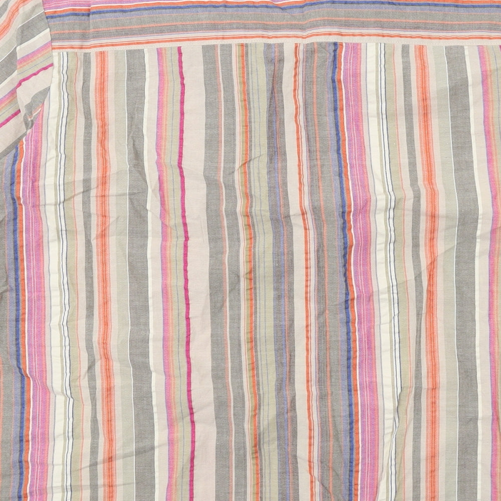 Cotton Traders Womens Multicoloured Striped Cotton Basic Button-Up Size 18 V-Neck