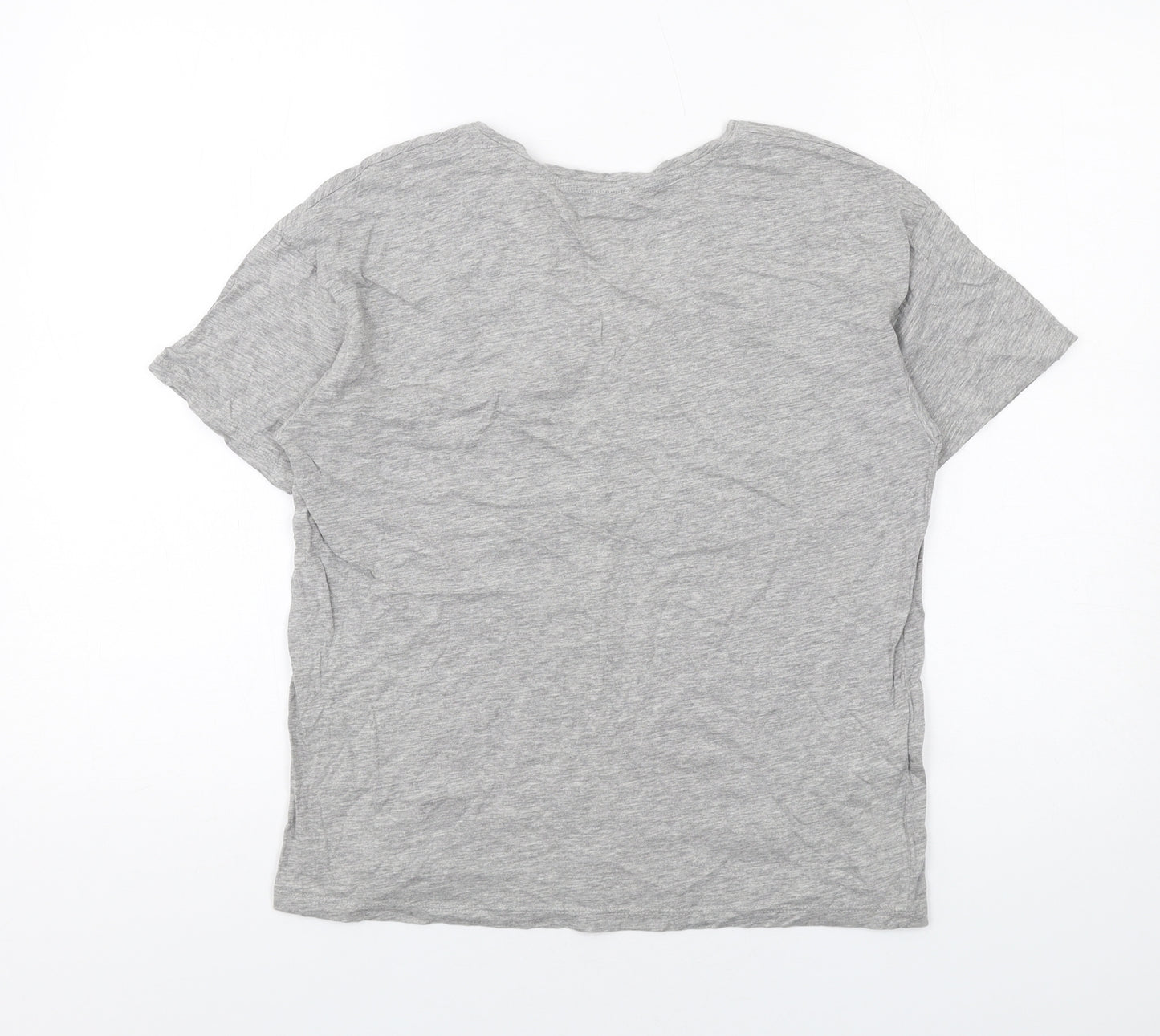 Mango Womens Grey Cotton Basic T-Shirt Size M V-Neck