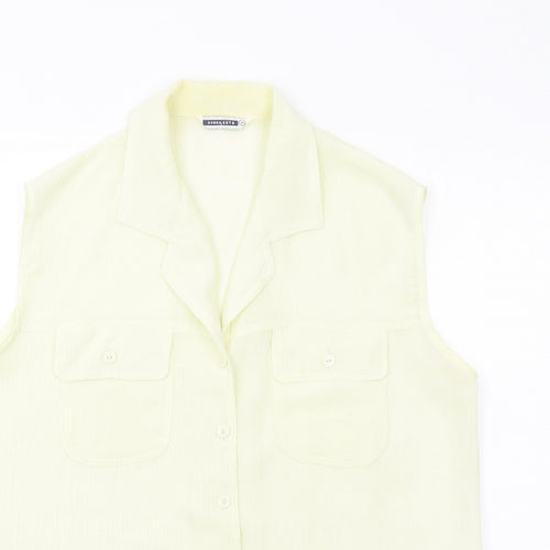 Donna Seta Womens Ivory Silk Basic Button-Up Size M Collared