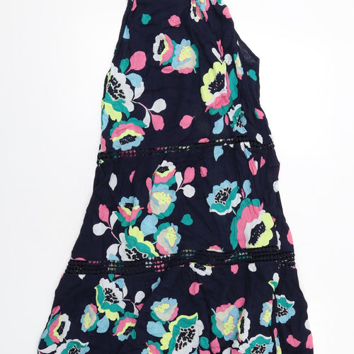 Marks and Spencer Womens Multicoloured Geometric Cotton Ball Gown Size 8 Square Neck Pullover