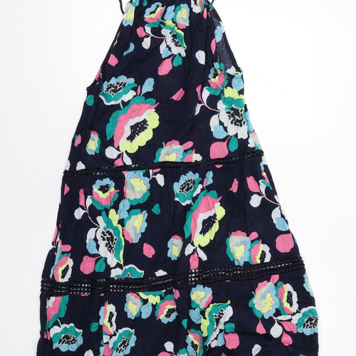Marks and Spencer Womens Multicoloured Geometric Cotton Ball Gown Size 8 Square Neck Pullover