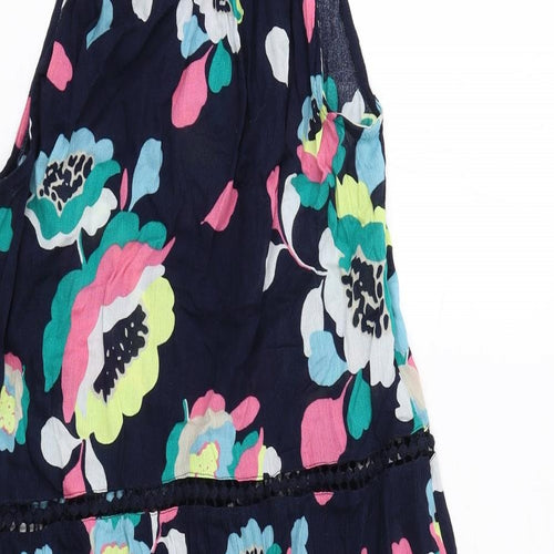 Marks and Spencer Womens Multicoloured Geometric Cotton Ball Gown Size 8 Square Neck Pullover