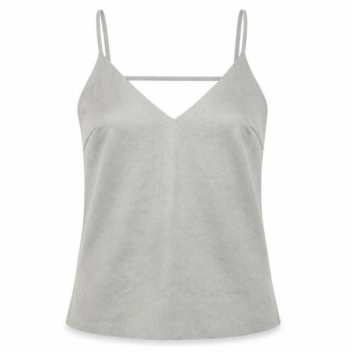Glamorous Womens Grey Polyester Camisole T-Shirt Size S V-Neck - Suede Style