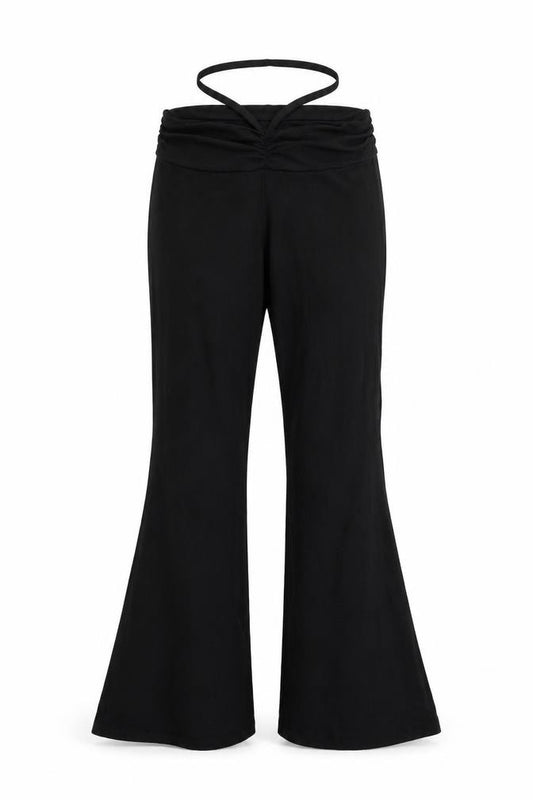 Front view of ASOS women’s black viscose trousers, size UK 8, 33-inch leg regular