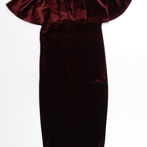 New Look Womens Red Polyester Bodycon Size 6 Off the Shoulder Pullover
