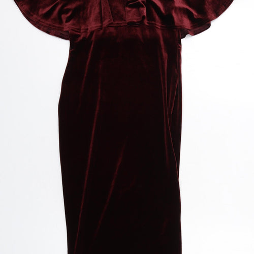 New Look Womens Red Polyester Bodycon Size 6 Off the Shoulder Pullover