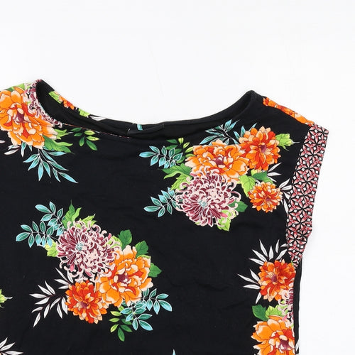 Wallis Womens Multicoloured Geometric Viscose Basic T-Shirt Size S Round Neck
