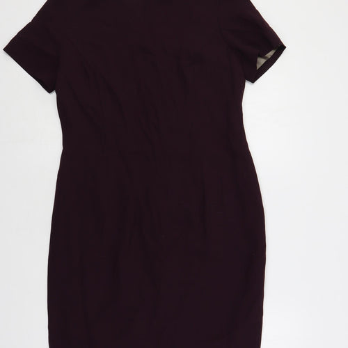 J. Taylor Womens Purple Viscose Pencil Dress Size 12 Boat Neck Zip