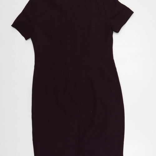 J. Taylor Womens Purple Viscose Pencil Dress Size 12 Boat Neck Zip