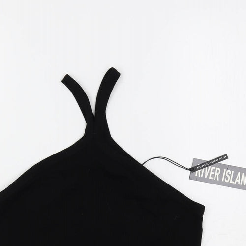 River Island Womens Black Cotton Camisole Tank Size 16 Halter - Ribbed
