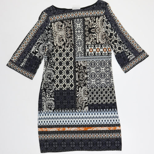 Wallis Womens Multicoloured Paisley Polyester Shift Size XS Boat Neck Pullover
