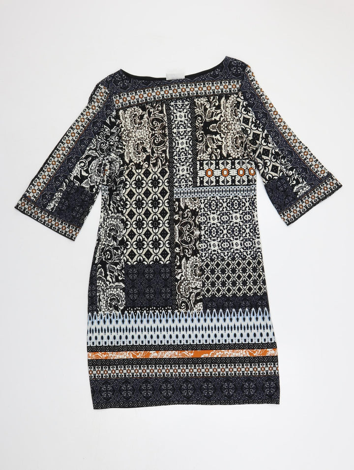 Wallis Womens Multicoloured Paisley Polyester Shift Size XS Boat Neck Pullover