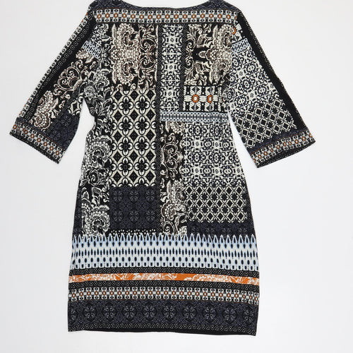 Wallis Womens Multicoloured Paisley Polyester Shift Size XS Boat Neck Pullover