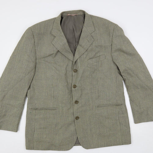 SCOTT Mens Green Geometric Polyester Jacket Blazer Size 44 Regular