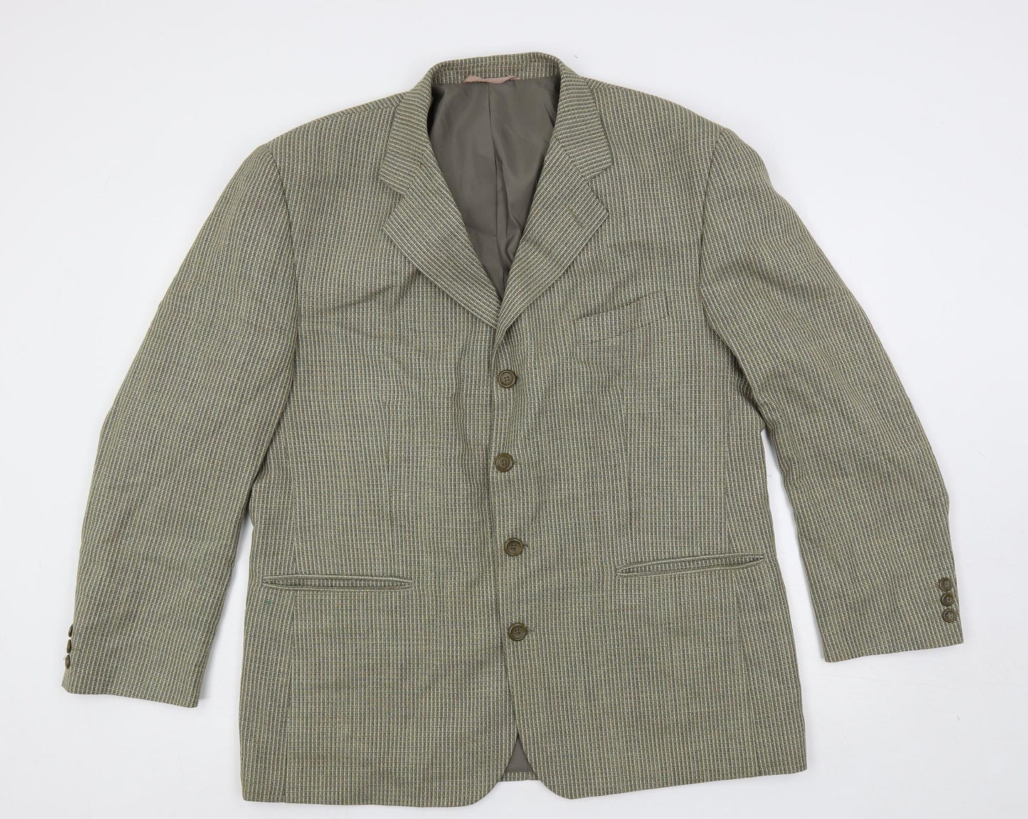 SCOTT Mens Green Geometric Polyester Jacket Blazer Size 44 Regular