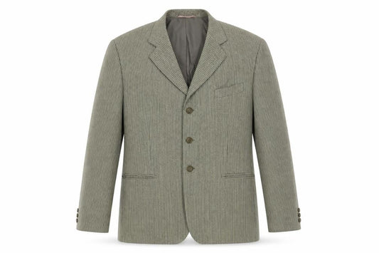Front view of SCOTT men’s green geometric polyester jacket blazer, size 44, regular