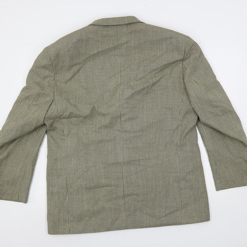SCOTT Mens Green Geometric Polyester Jacket Blazer Size 44 Regular