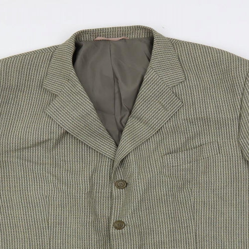 SCOTT Mens Green Geometric Polyester Jacket Blazer Size 44 Regular