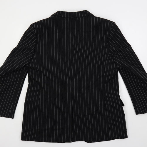 Horace Barton Mens Blue Striped Polyester Jacket Blazer Size 46 Regular