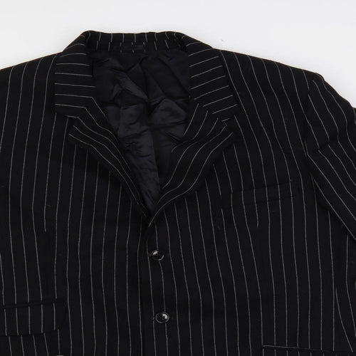 Horace Barton Mens Blue Striped Polyester Jacket Blazer Size 46 Regular
