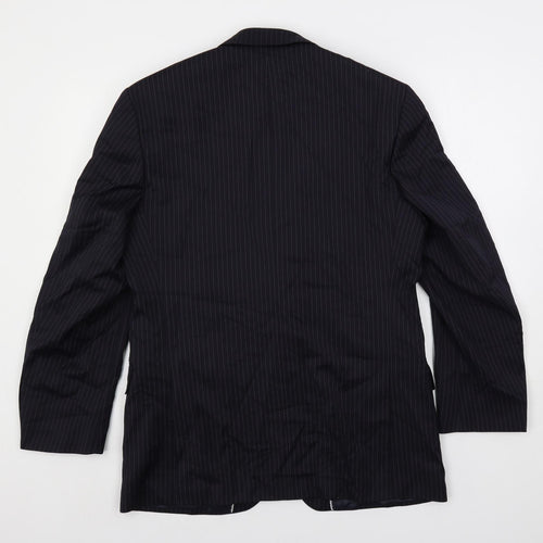 Racing Green Mens Blue Striped Polyester Jacket Suit Jacket Size 40 Regular