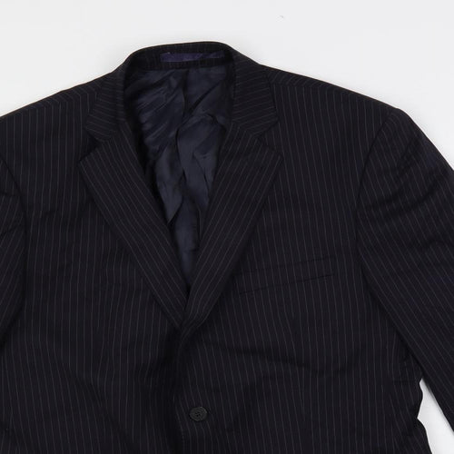 Racing Green Mens Blue Striped Polyester Jacket Suit Jacket Size 40 Regular