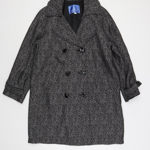 Laurels Womens Grey Geometric Overcoat Coat Size M Button