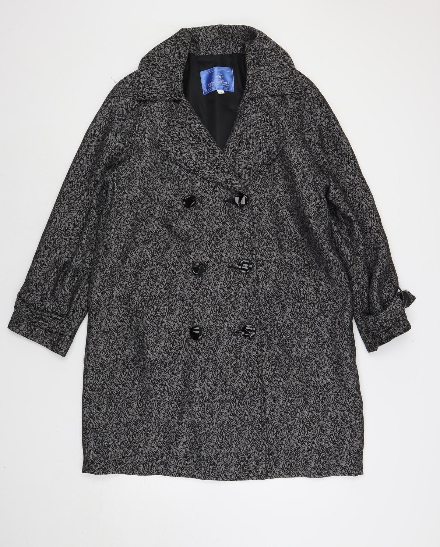 Laurels Womens Grey Geometric Overcoat Coat Size M Button