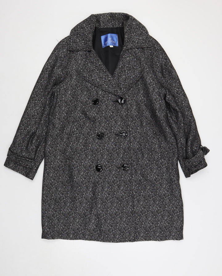 Laurels Womens Grey Geometric Overcoat Coat Size M Button