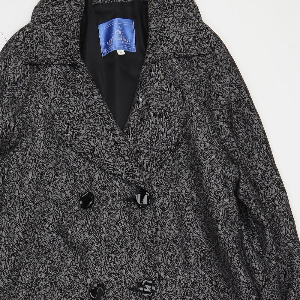 Laurels Womens Grey Geometric Overcoat Coat Size M Button