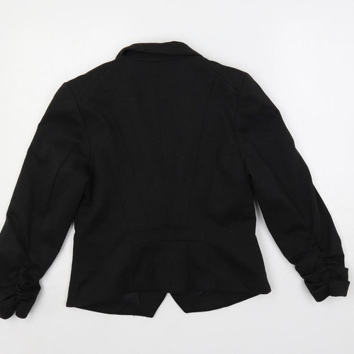 H&M Womens Black Jacket Blazer Size 14 Button - Ruched Sleeves