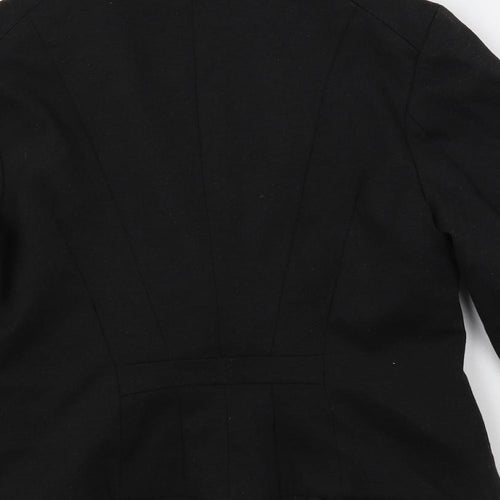 H&M Womens Black Jacket Blazer Size 14 Button - Ruched Sleeves