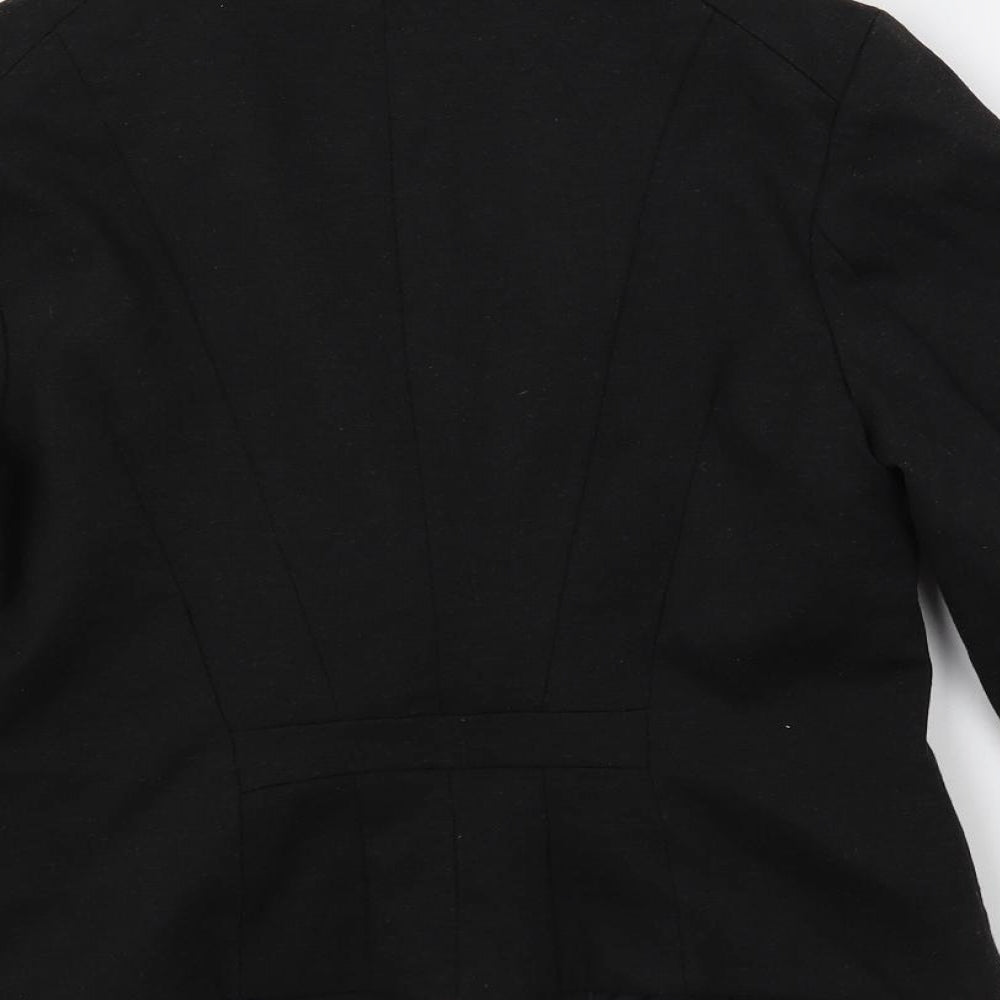 H&M Womens Black Jacket Blazer Size 14 Button - Ruched Sleeves