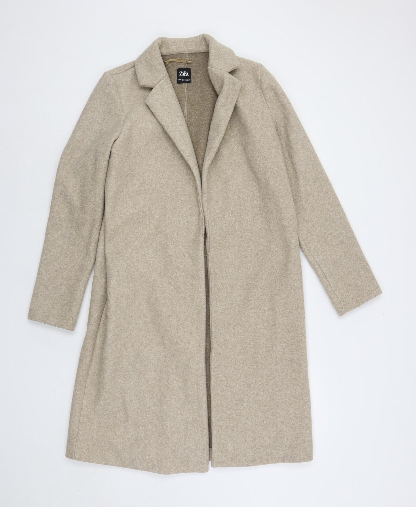 Zara Womens Beige Overcoat Coat Size S - Open