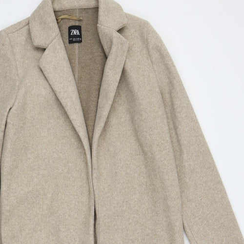 Zara Womens Beige Overcoat Coat Size S - Open