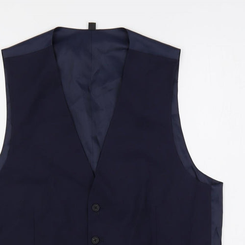 Marks and Spencer Mens Blue Polyester Jacket Suit Waistcoat Size 42 Regular
