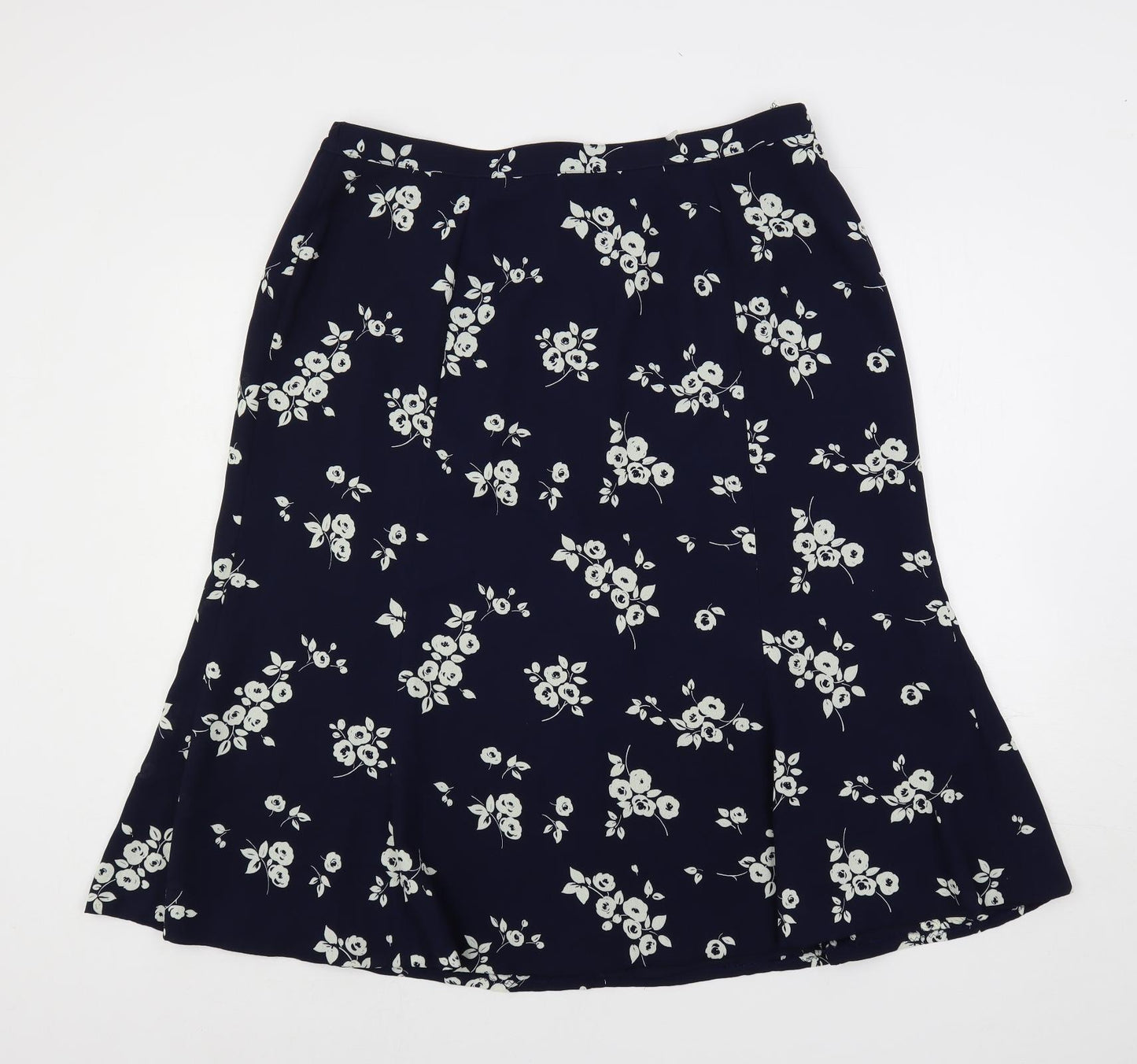 Eastex Womens Blue Floral Polyester A-Line Skirt Size 18 Button - Lined