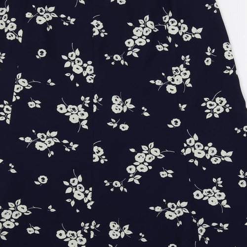 Eastex Womens Blue Floral Polyester A-Line Skirt Size 18 Button - Lined