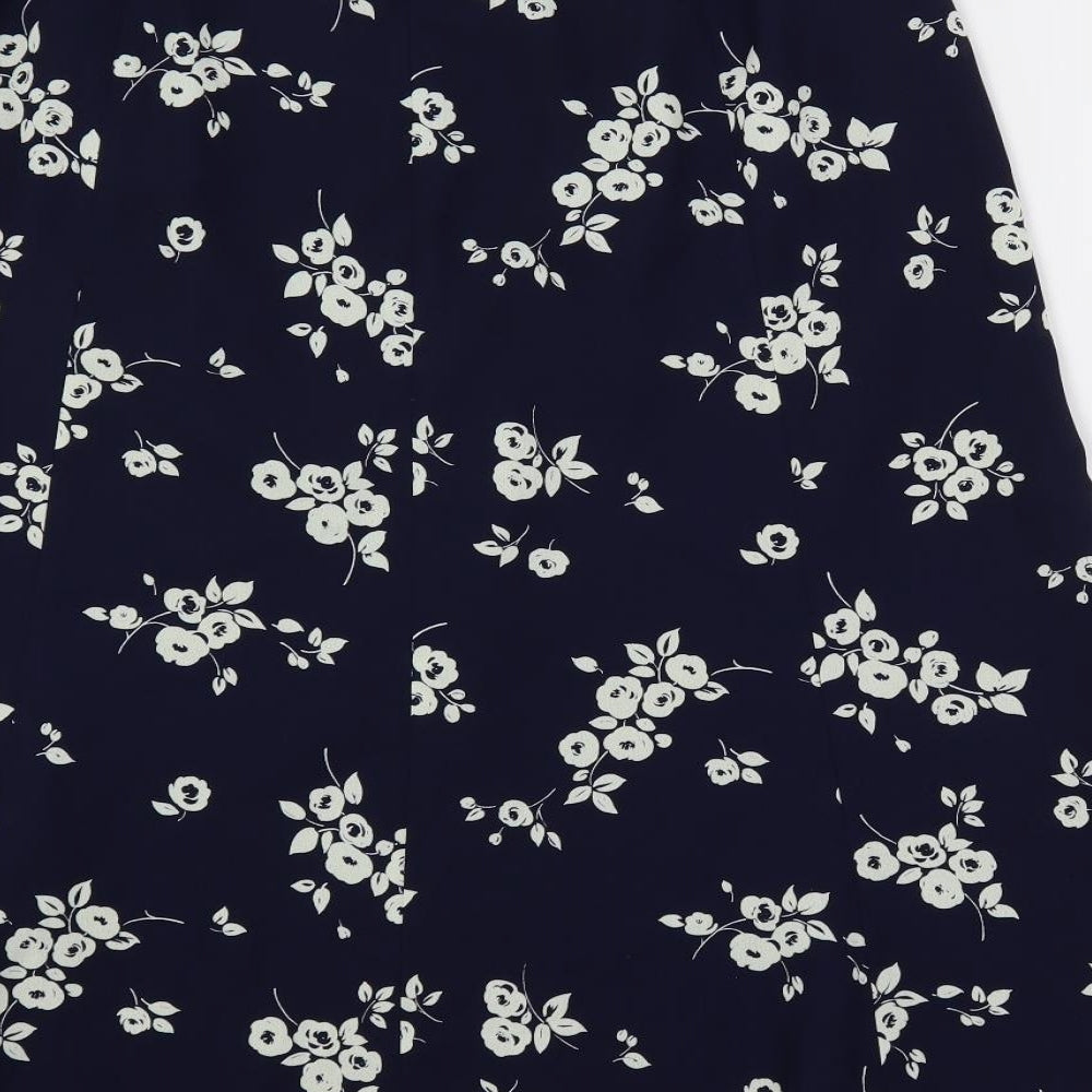 Eastex Womens Blue Floral Polyester A-Line Skirt Size 18 Button - Lined