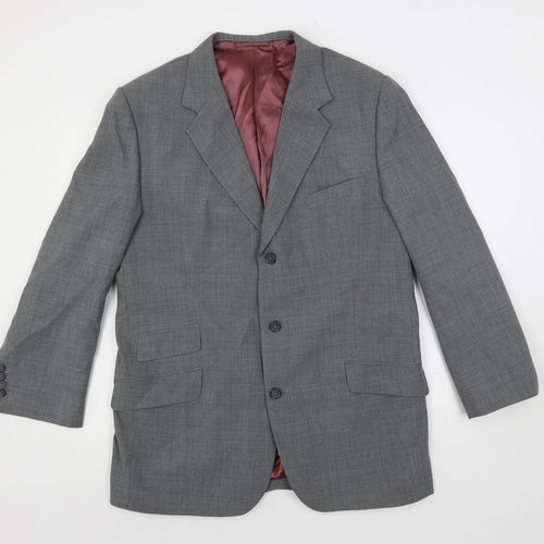 Raja Mens Grey Polyester Jacket Suit Jacket Size 40 Regular