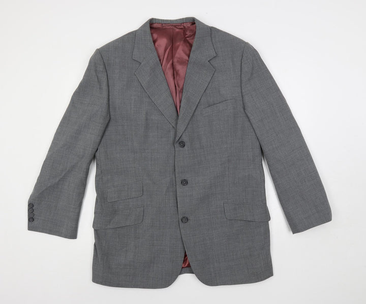 Raja Mens Grey Polyester Jacket Suit Jacket Size 40 Regular