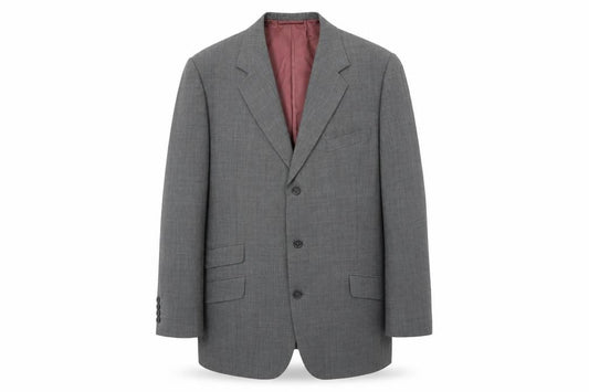 Front view of Raja men’s grey polyester jacket suit jacket, size 40, regular
