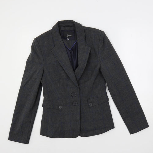 NEXT Womens Grey Plaid Jacket Blazer Size 8 Button