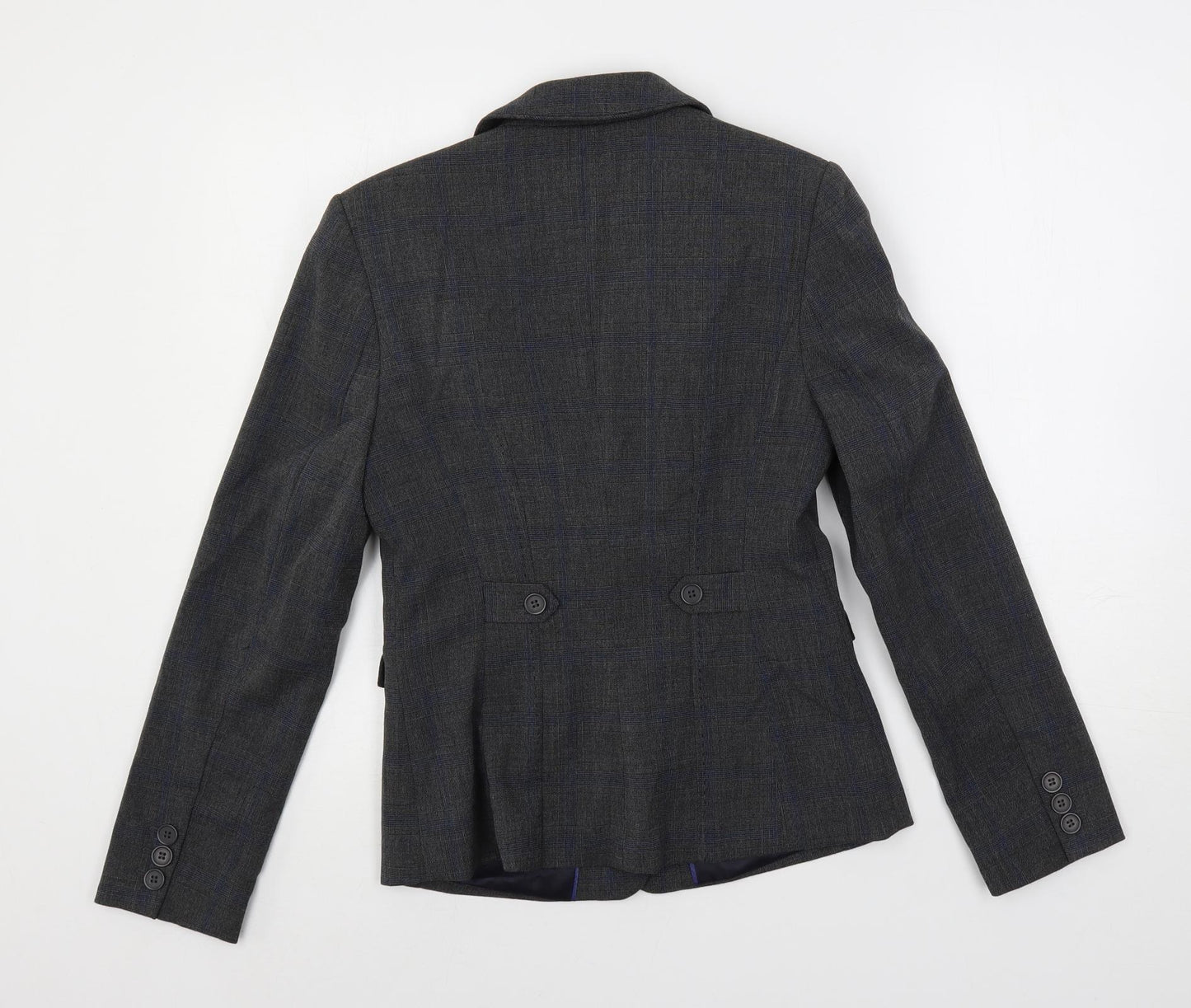 NEXT Womens Grey Plaid Jacket Blazer Size 8 Button