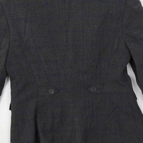 NEXT Womens Grey Plaid Jacket Blazer Size 8 Button