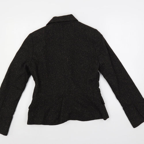 H&M Womens Brown Herringbone Jacket Blazer Size 10 Button