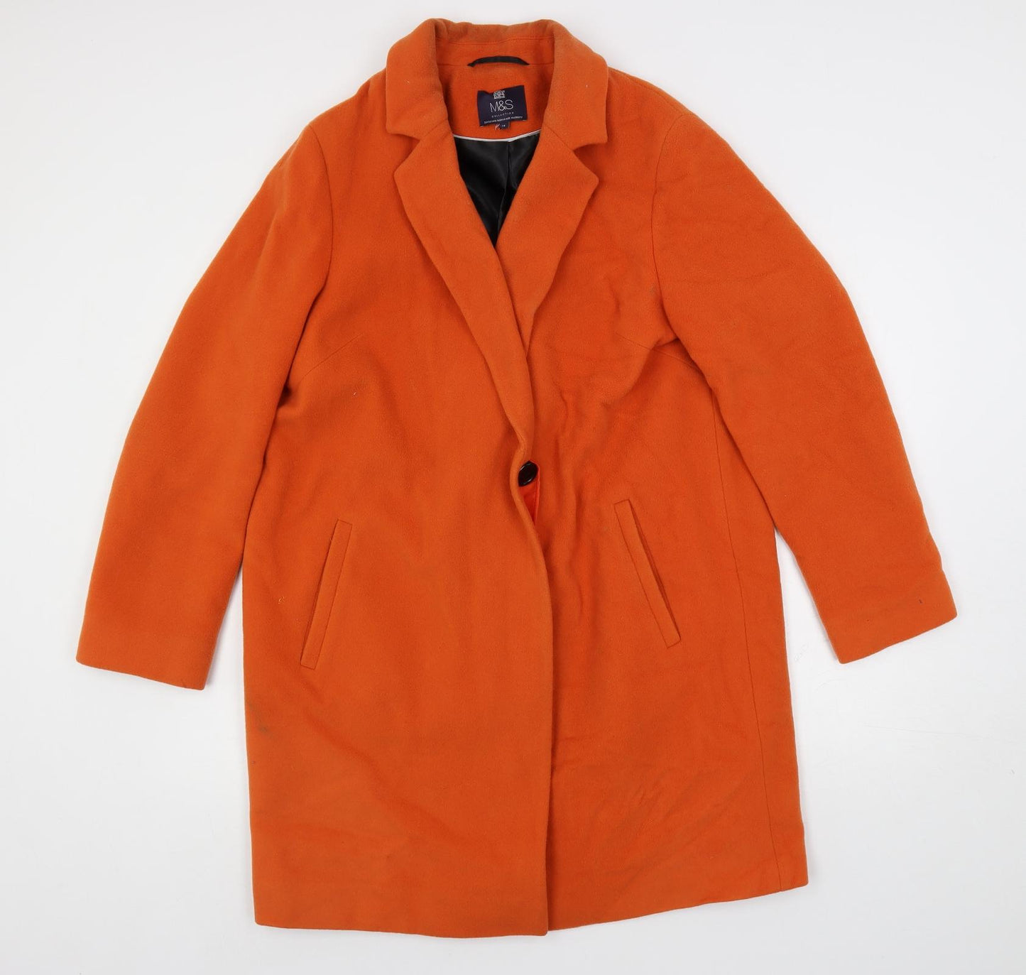 Marks and Spencer Womens Orange Overcoat Coat Size 14 Button