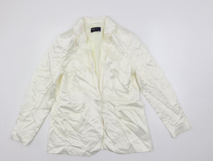Marks and Spencer Womens Ivory Jacket Blazer Size 14 Button