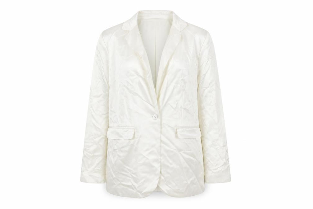 Front view of Marks & Spencer women’s ivory jacket blazer, size UK 14, button